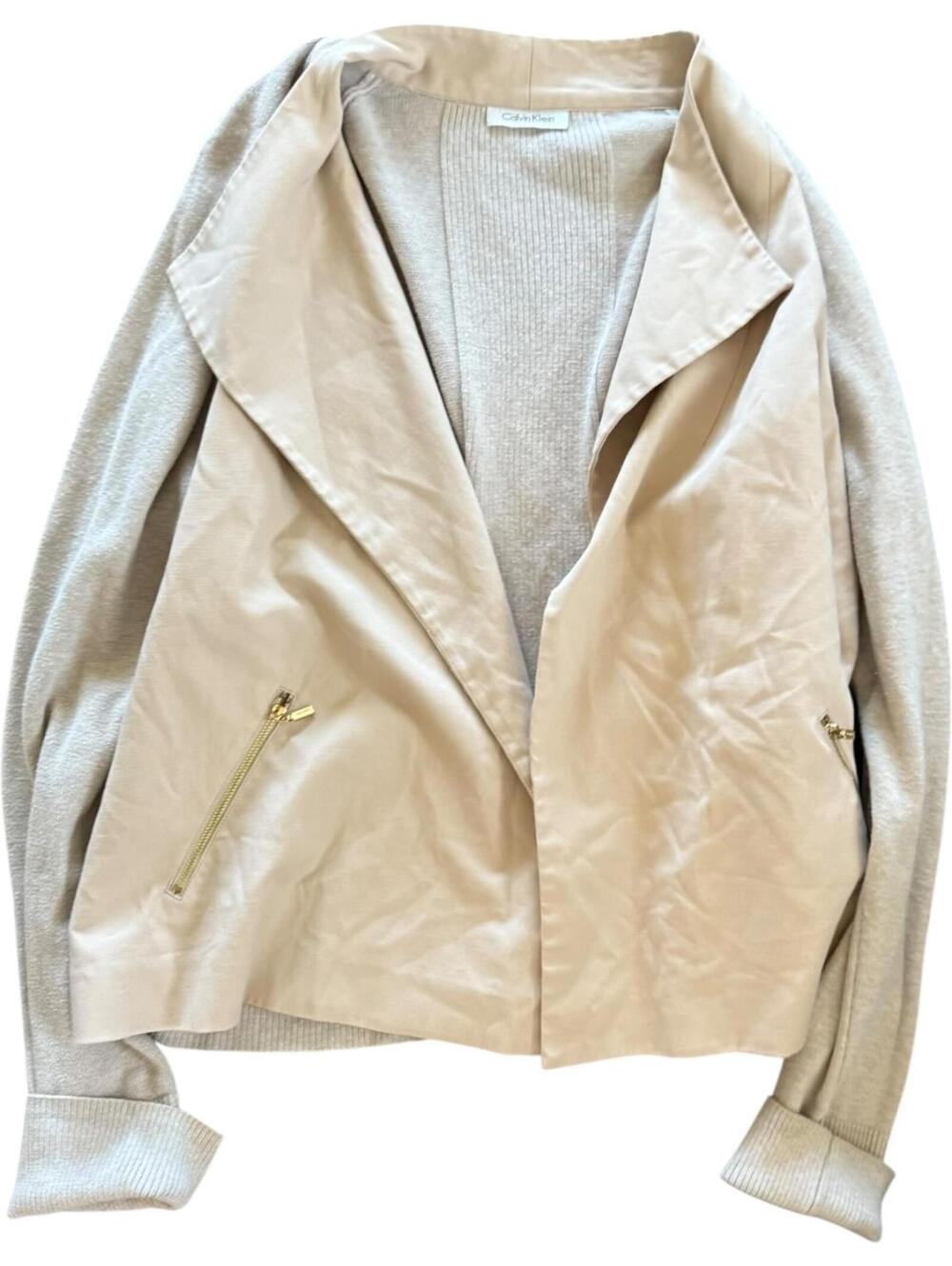 Calvin Klein Beige Mixed Media Jacket – Size Unknown - fits as a medium
